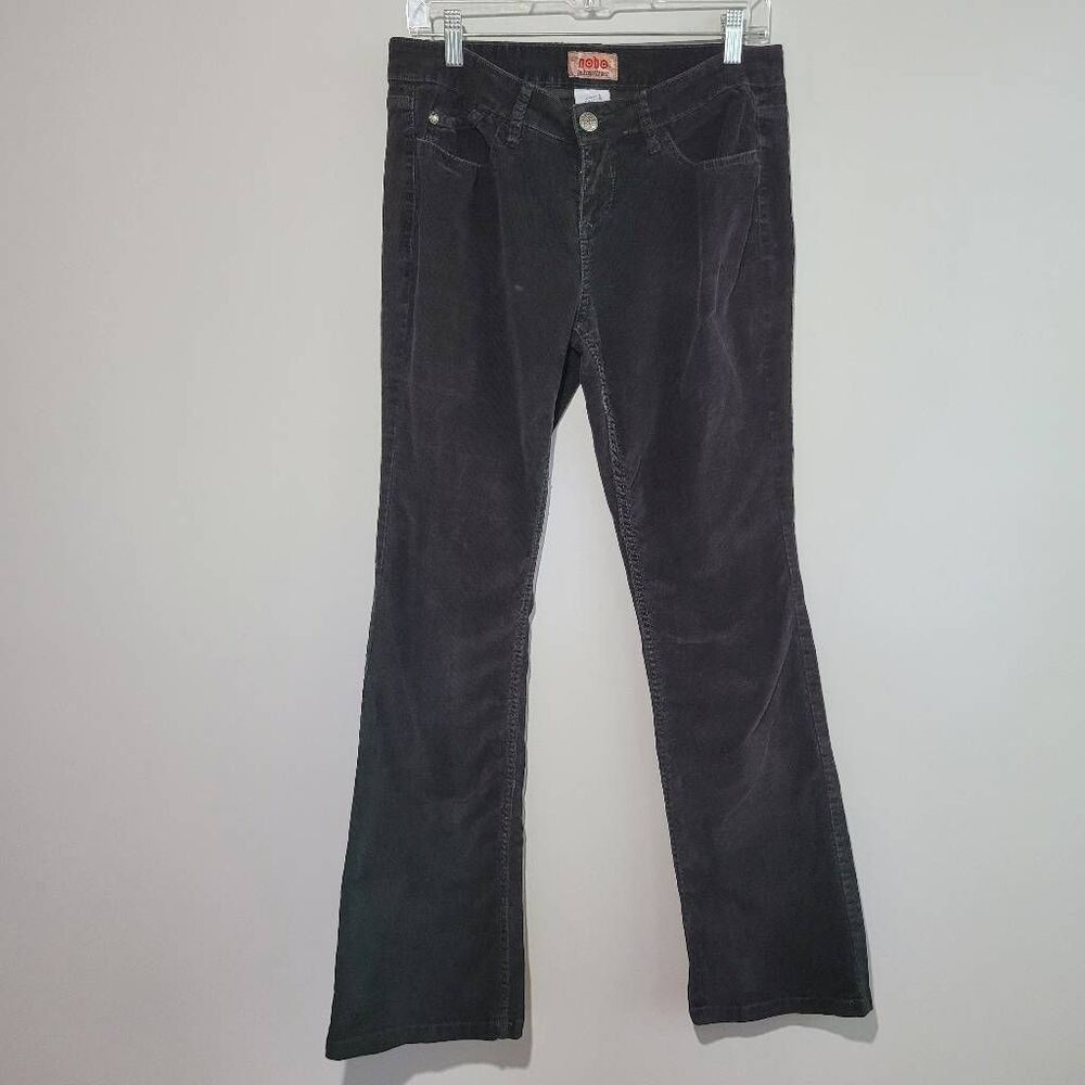 Vintage Y2K black corduroy flared jeans bootcut bedazzled back pockets low rise‎